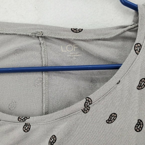 LOFT Outlet Top Women's 3/4 Sleeve Tunic Paisley Design Grey Extra Large - Picture 6 of 11